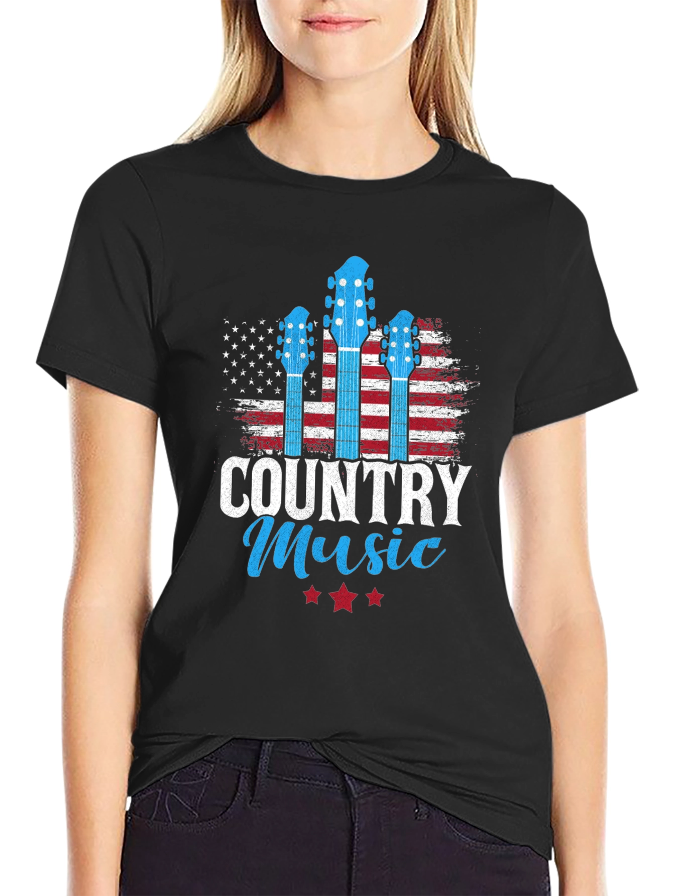 Country Music T-Shirt - American Flag Design