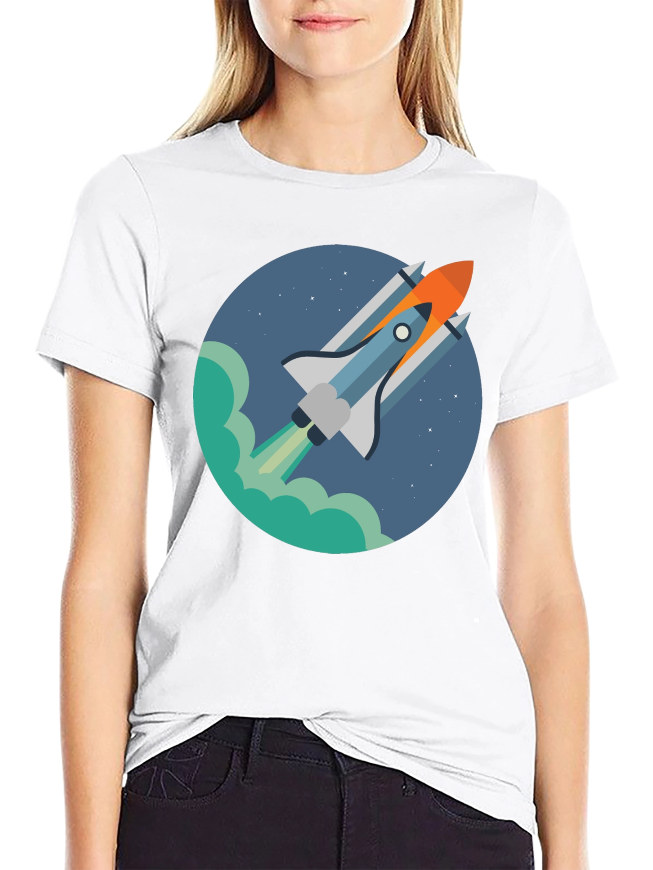 Rocket Launch Graphic Tee - Black Casual Shirt