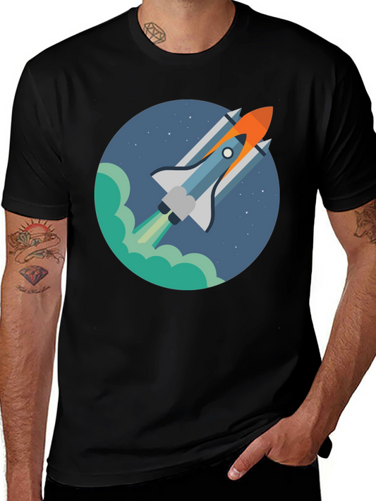 Rocket Launch Graphic Tee - Black Casual Shirt