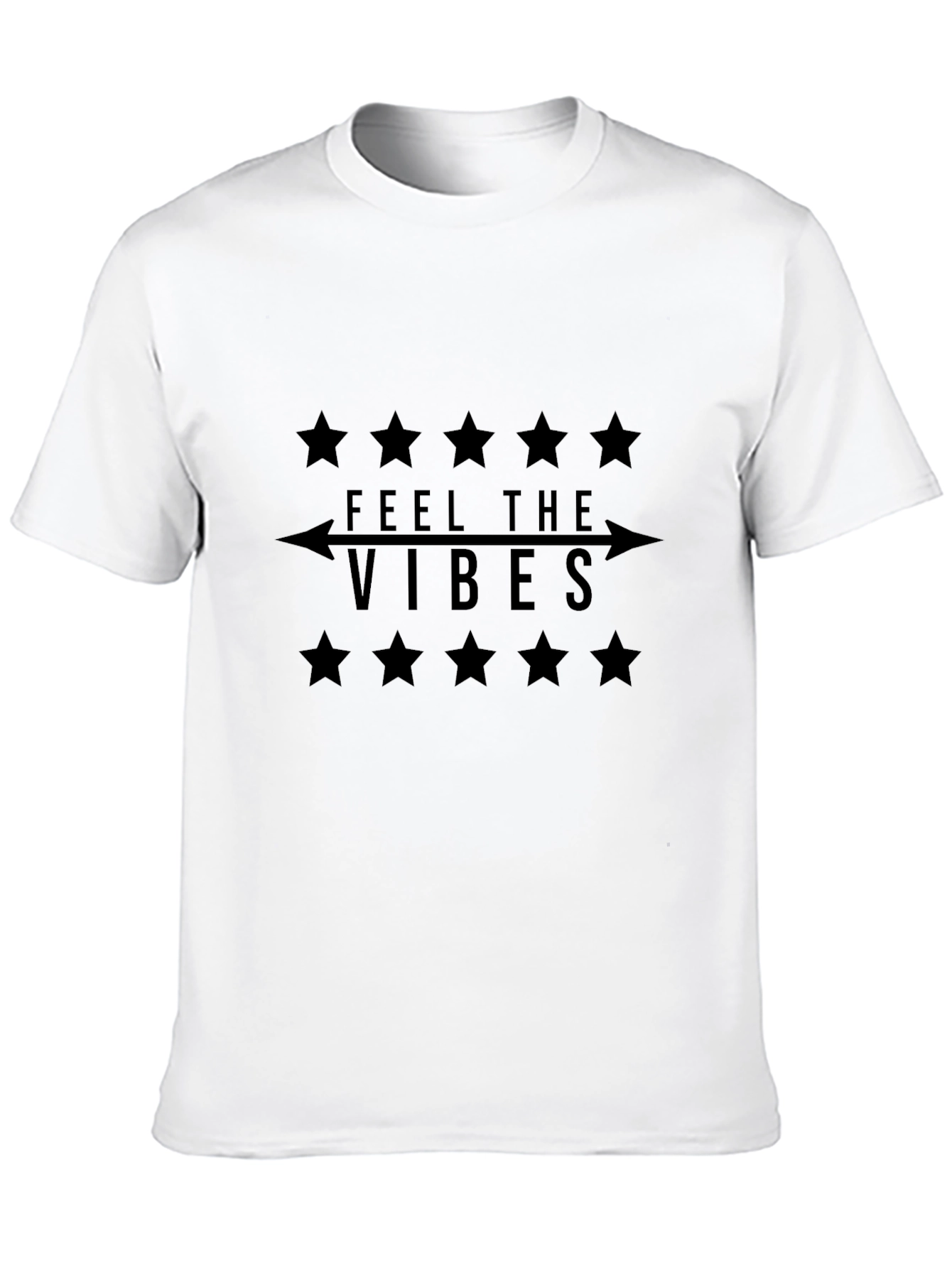 Feel the Vibes Black Graphic T-Shirt