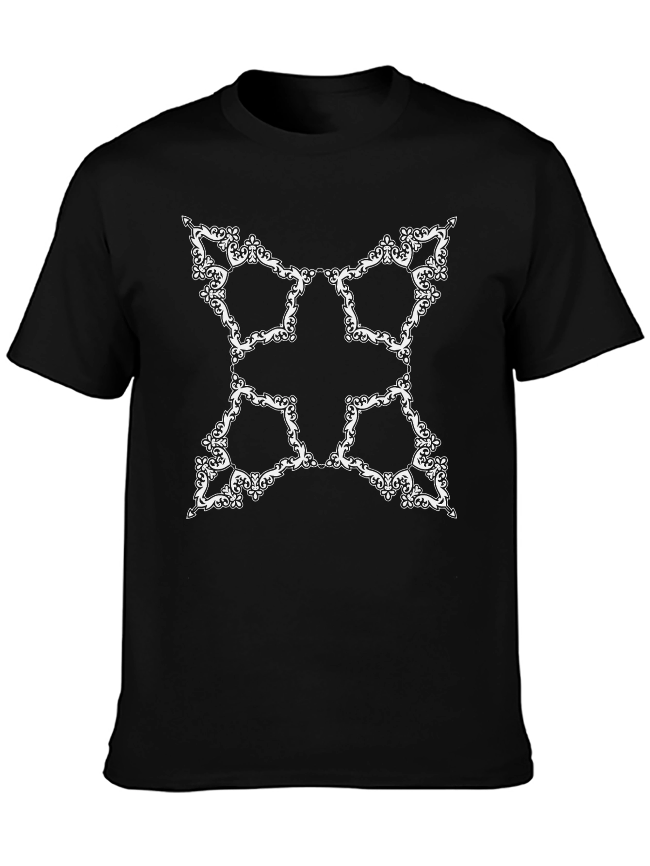 Ornamental Cross Graphic Black T-Shirt