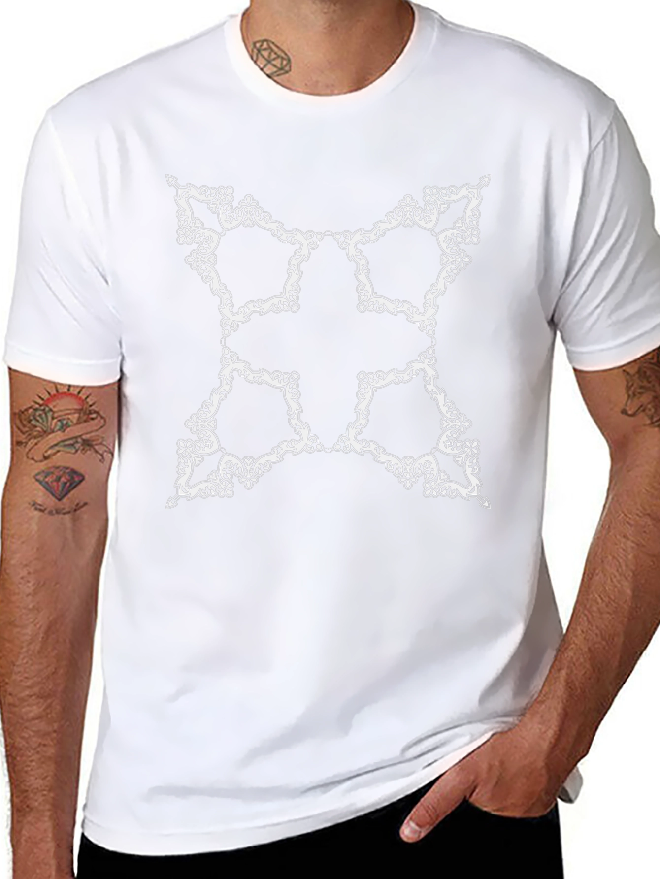 Ornamental Cross Graphic Black T-Shirt