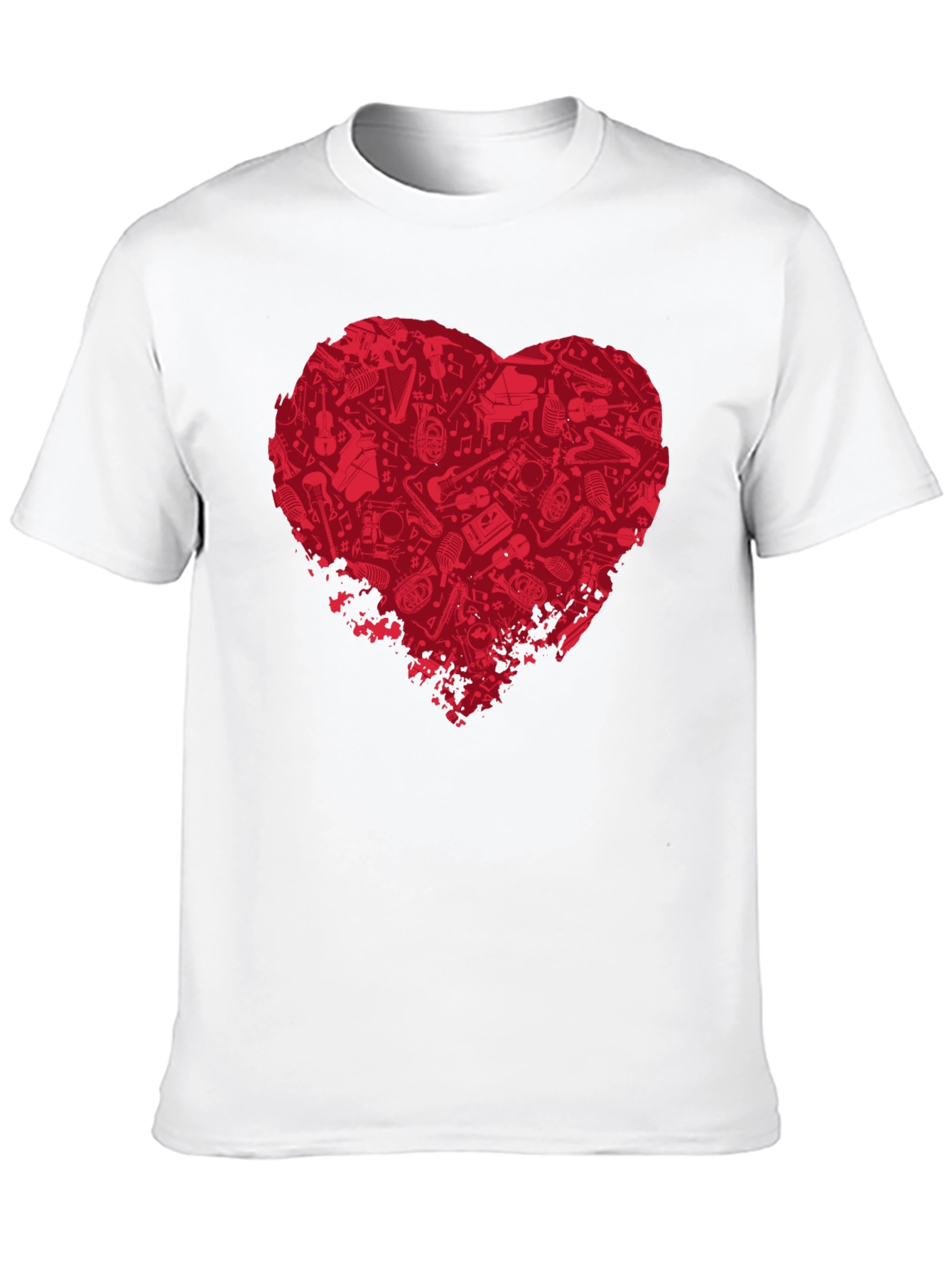 Music Lovers Heart T-Shirt - Black Cotton