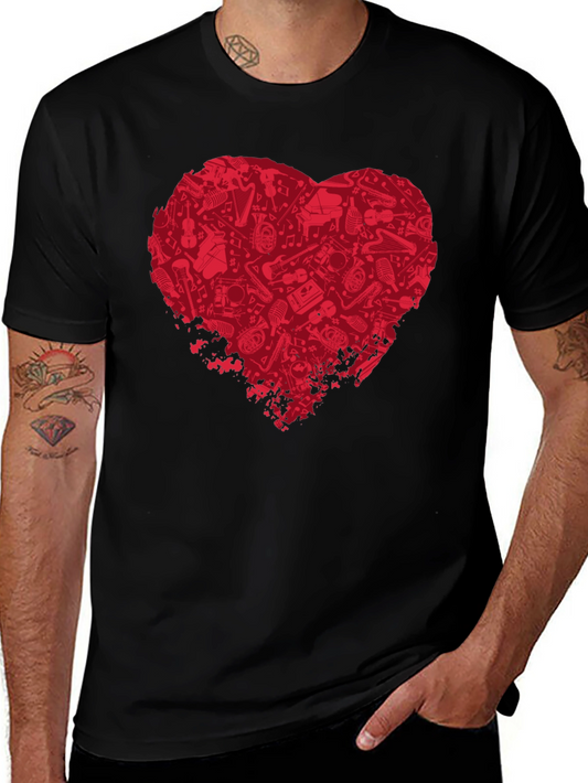 Music Lovers Heart T-Shirt - Black Cotton