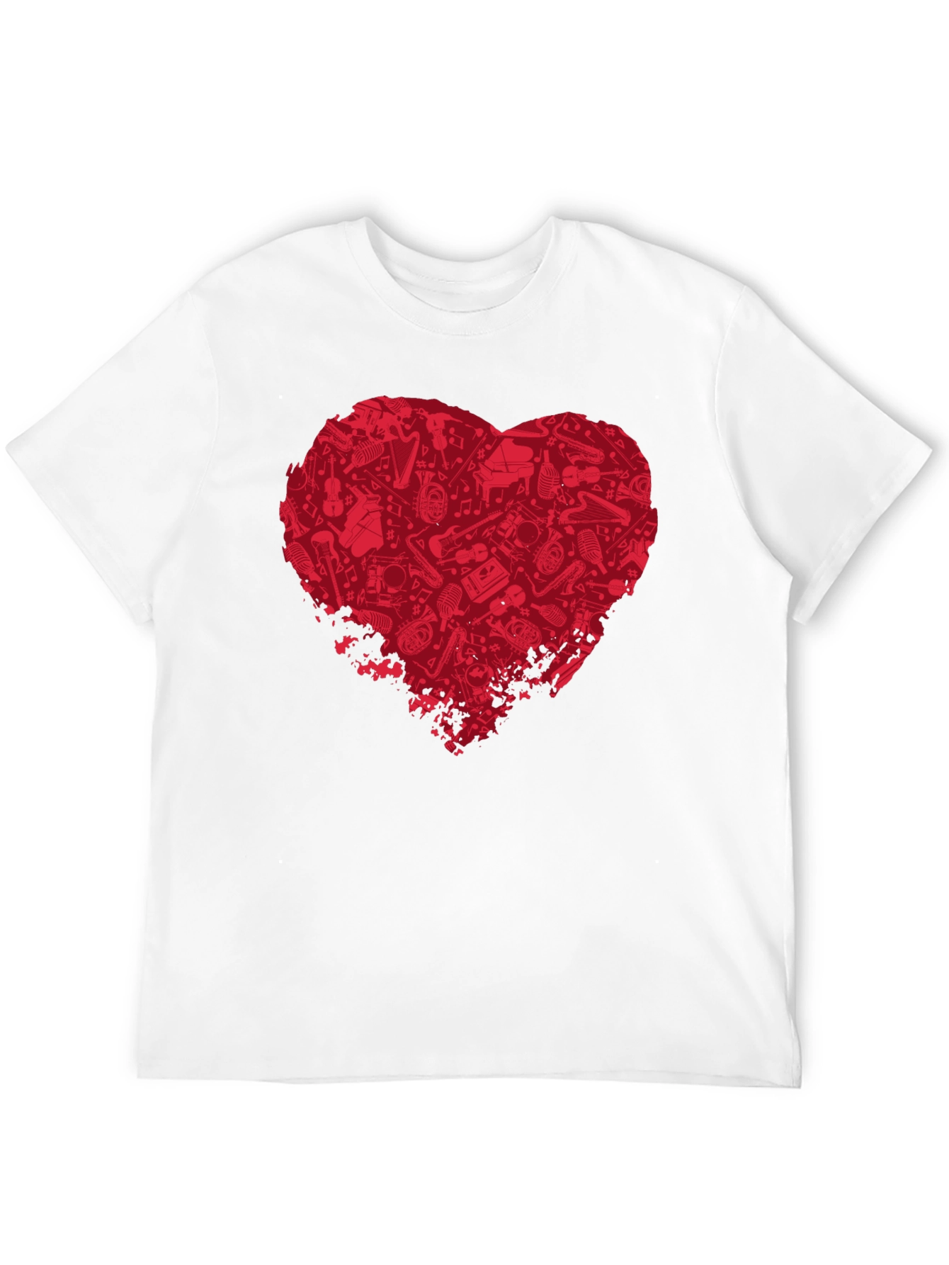 Music Lovers Heart T-Shirt - Black Cotton