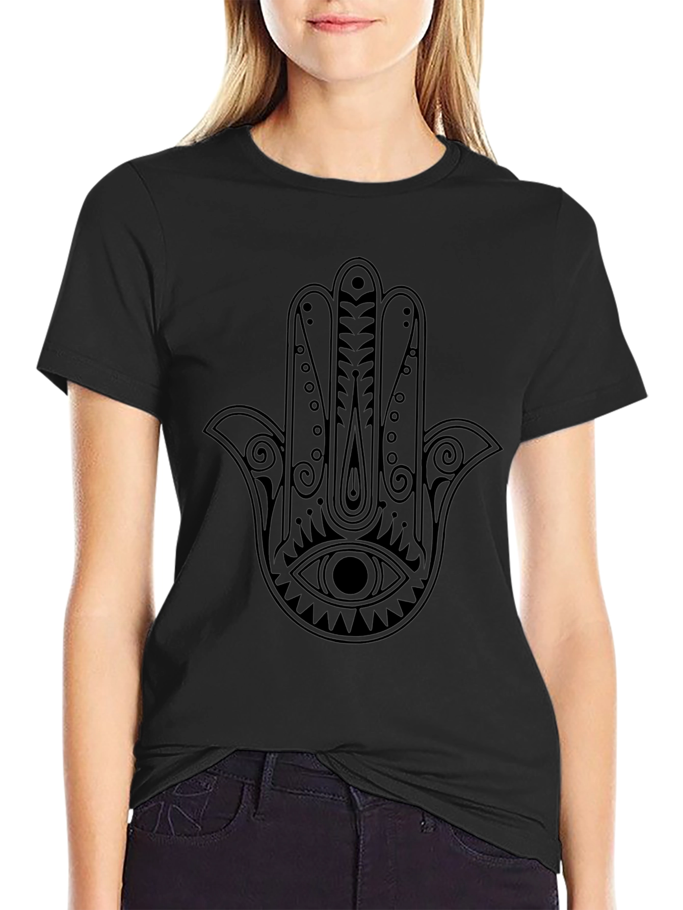 Black Hamsa Hand Graphic Tee