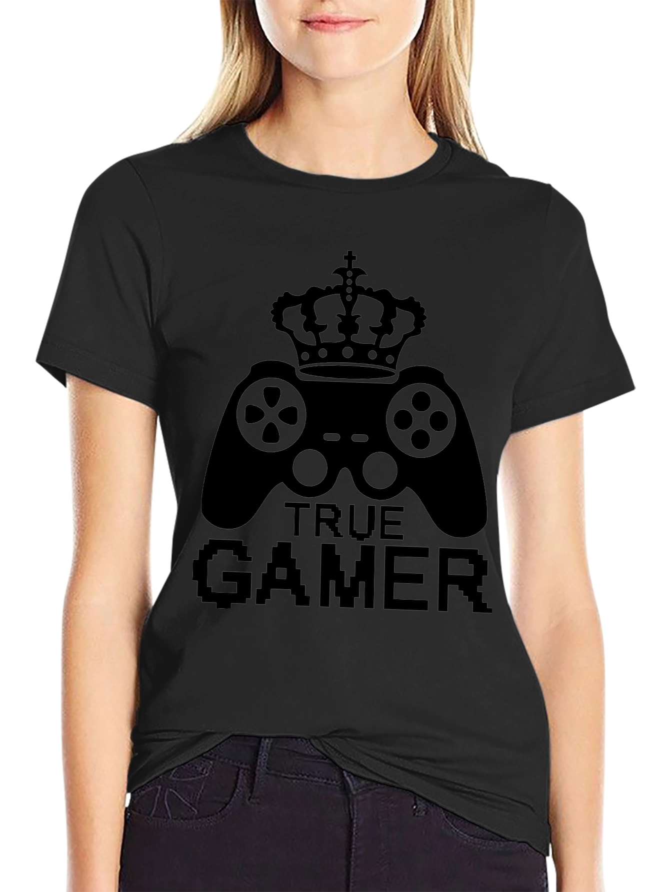 True Gamer Crown Controller Black T-Shirt