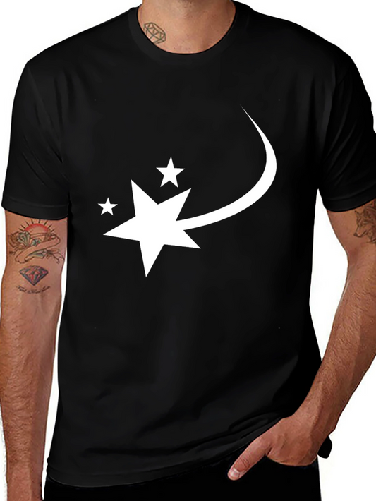 Stylish Black Tee with White Star Design