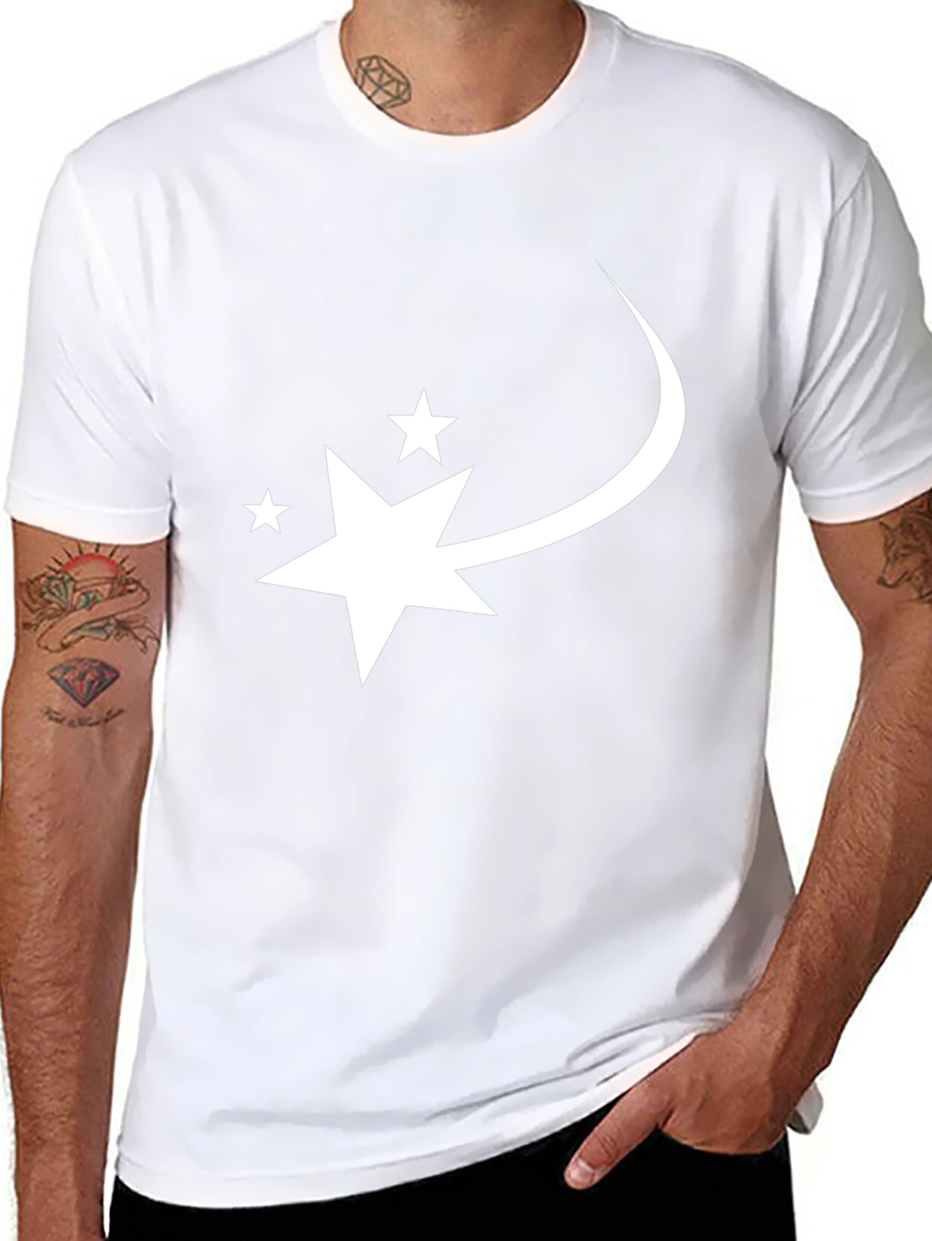 Stylish Black Tee with White Star Design