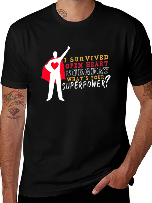 Open Heart Surgery Survivor Superhero T-Shirt