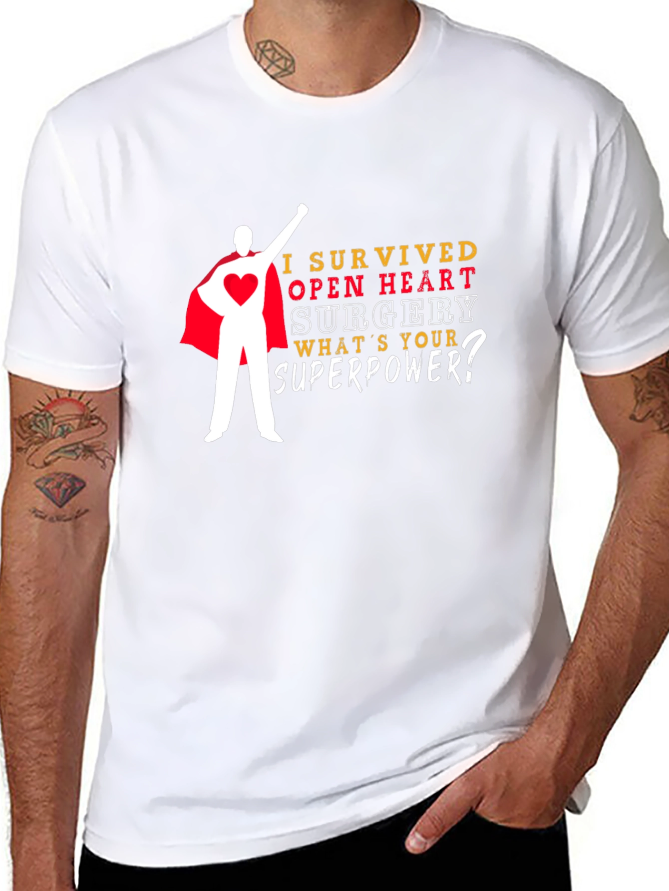 Open Heart Surgery Survivor Superhero T-Shirt