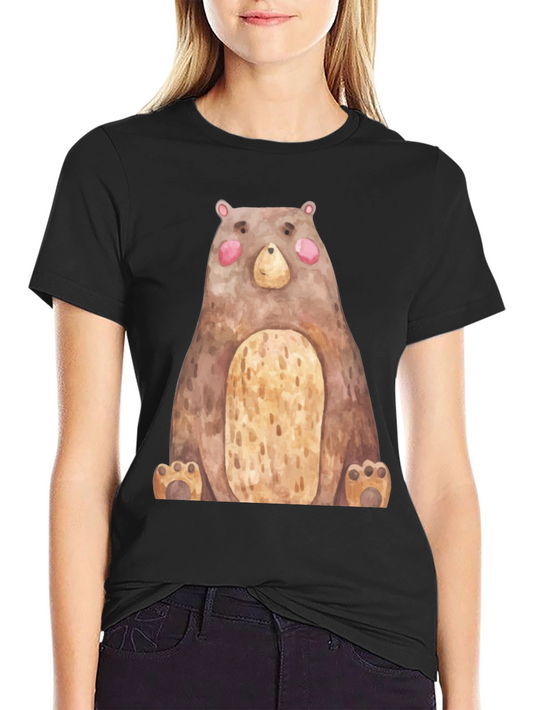 Cute Bear Graphic Print Crew Neck T-Shirt