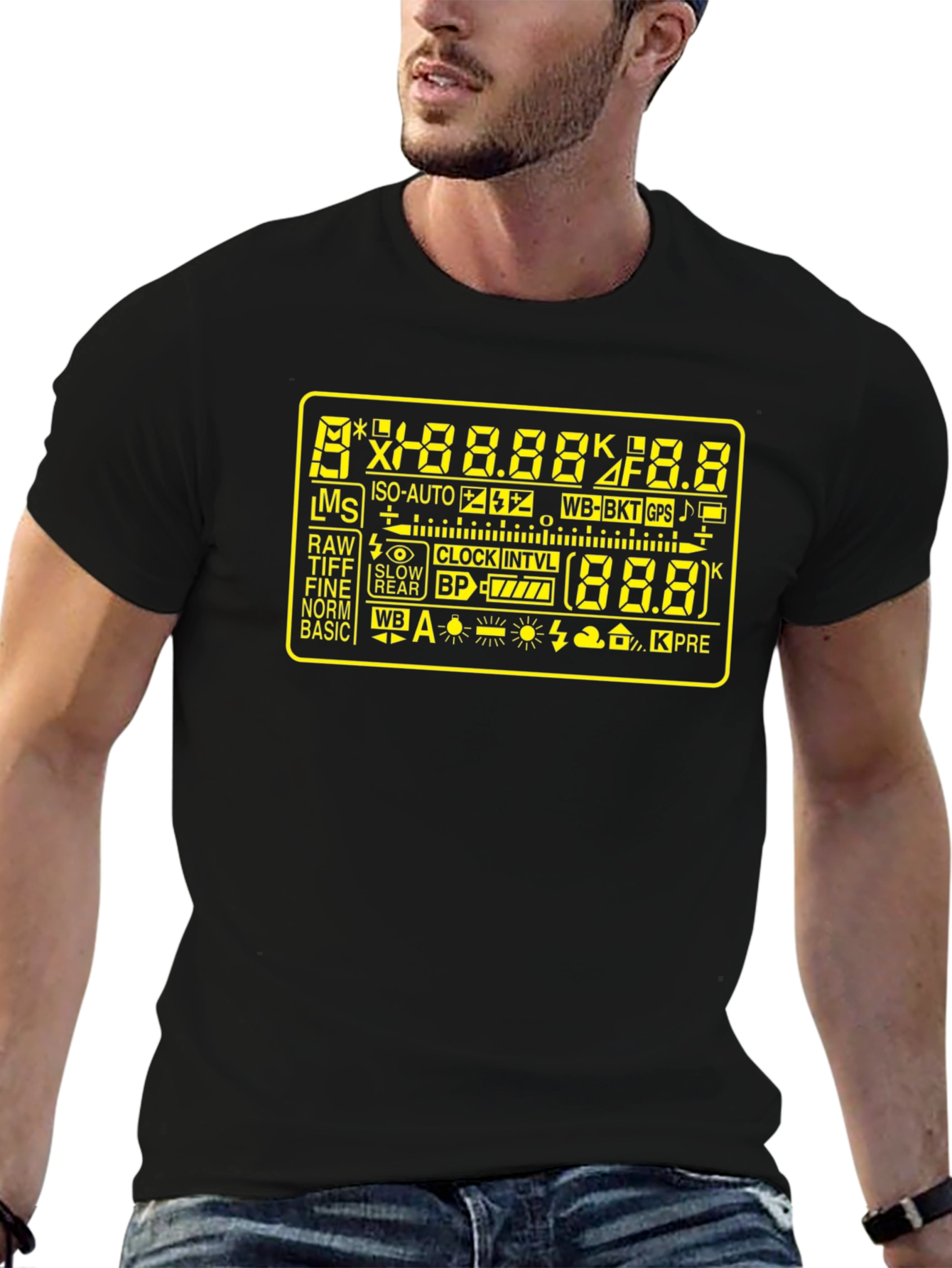 Camera Display Black T-Shirt - Photography Gear