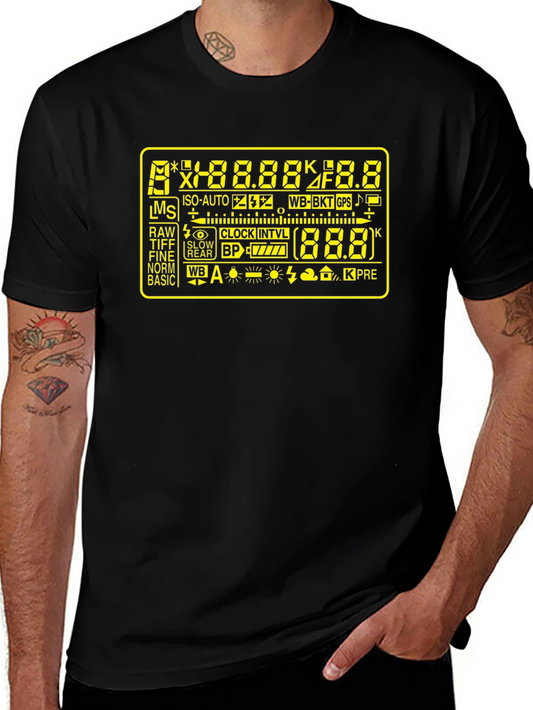 Camera Display Black T-Shirt - Photography Gear