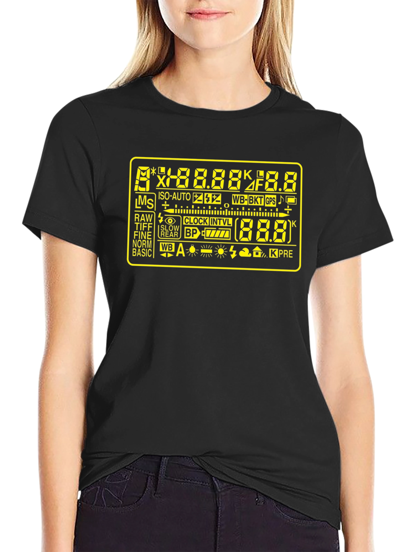 Camera Display Black T-Shirt - Photography Gear