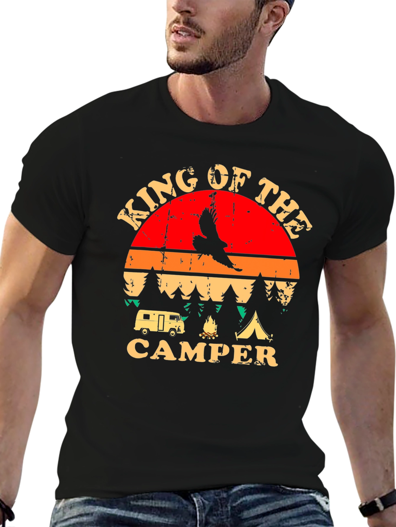 King of the Camper Graphic T-Shirt Camping Adventure