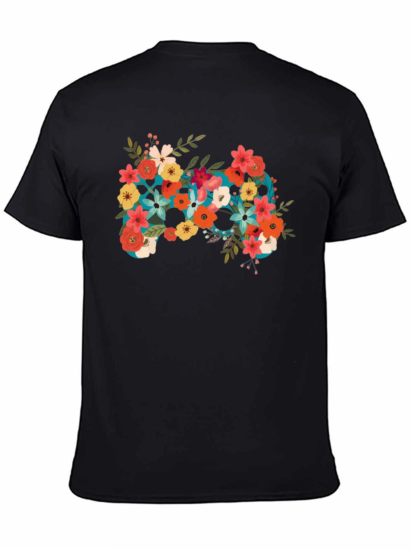 Floral Controller Graphic Black T-Shirt