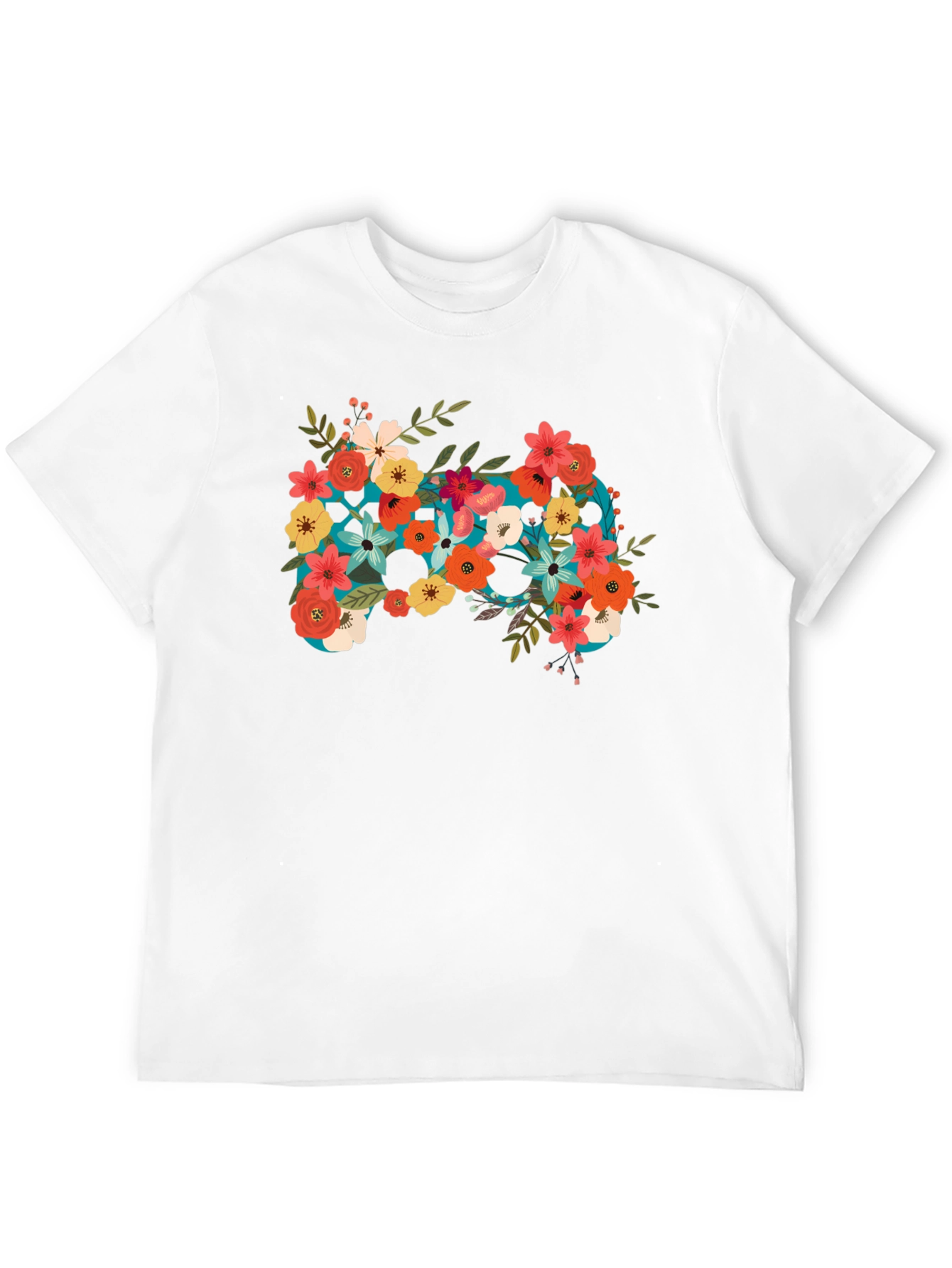 Floral Controller Graphic Black T-Shirt