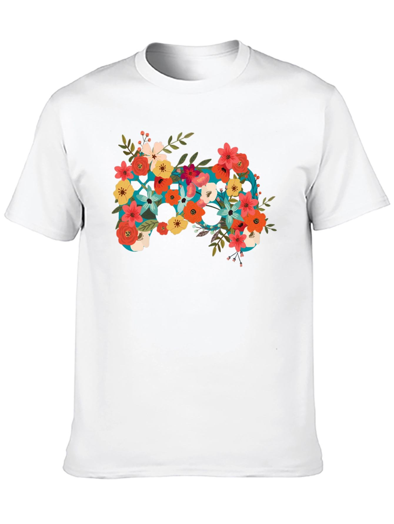 Floral Controller Graphic Black T-Shirt
