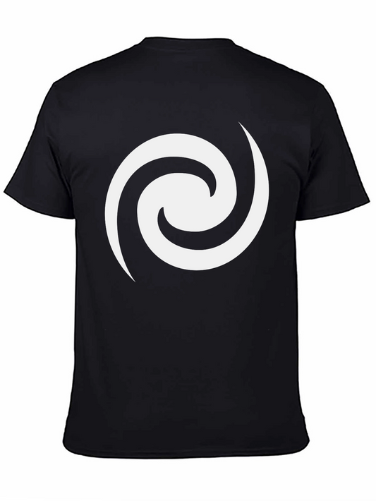 Black T-Shirt with White Swirl Graphic