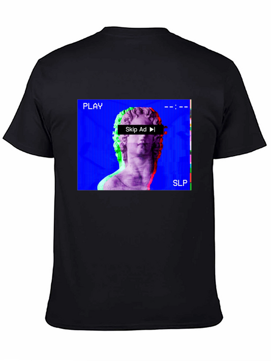 Vaporwave Statue Glitch T-Shirt - Skip Ad Aesthetic Tee