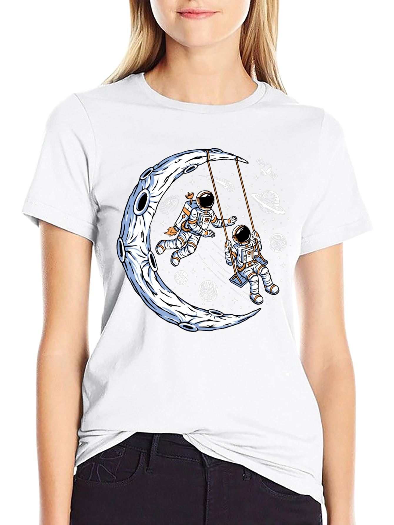 Astronaut Moon Swing Graphic Tee - Black