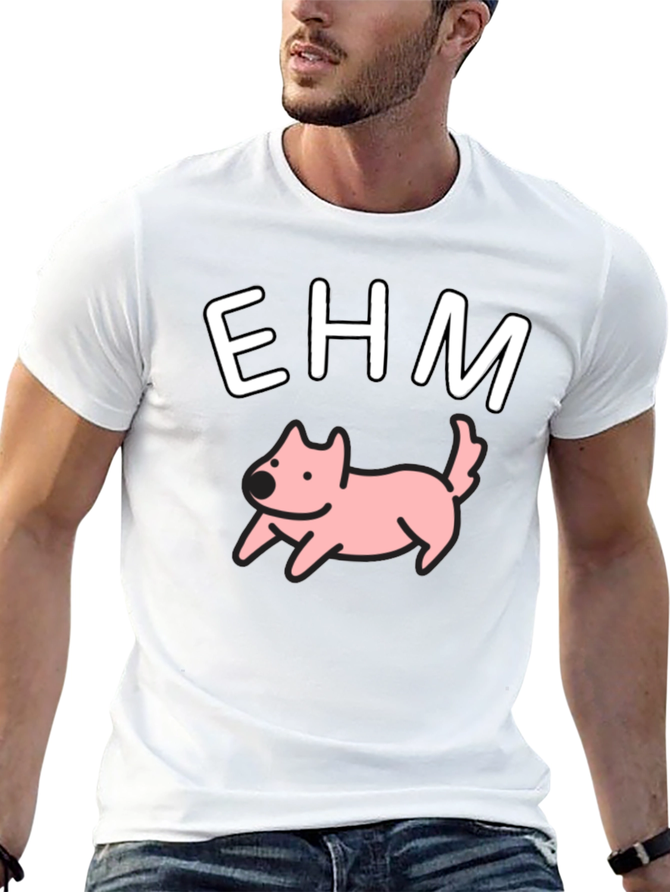 EHM Dog Graphic Tee - Casual Black T-Shirt
