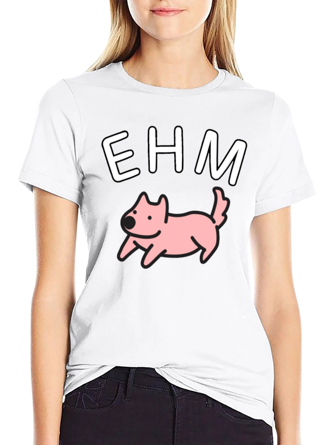 EHM Dog Graphic Tee - Casual Black T-Shirt