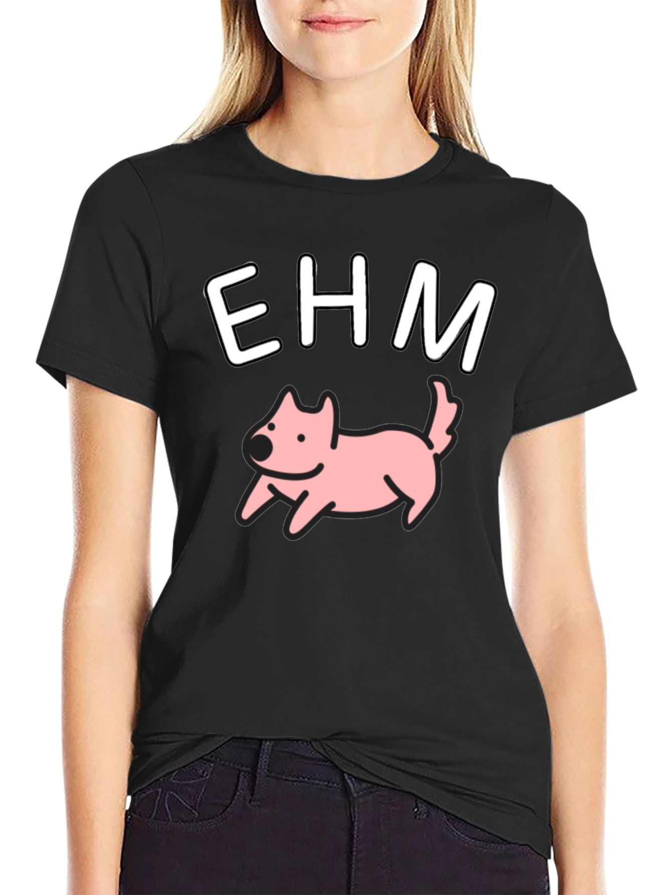EHM Dog Graphic Tee - Casual Black T-Shirt