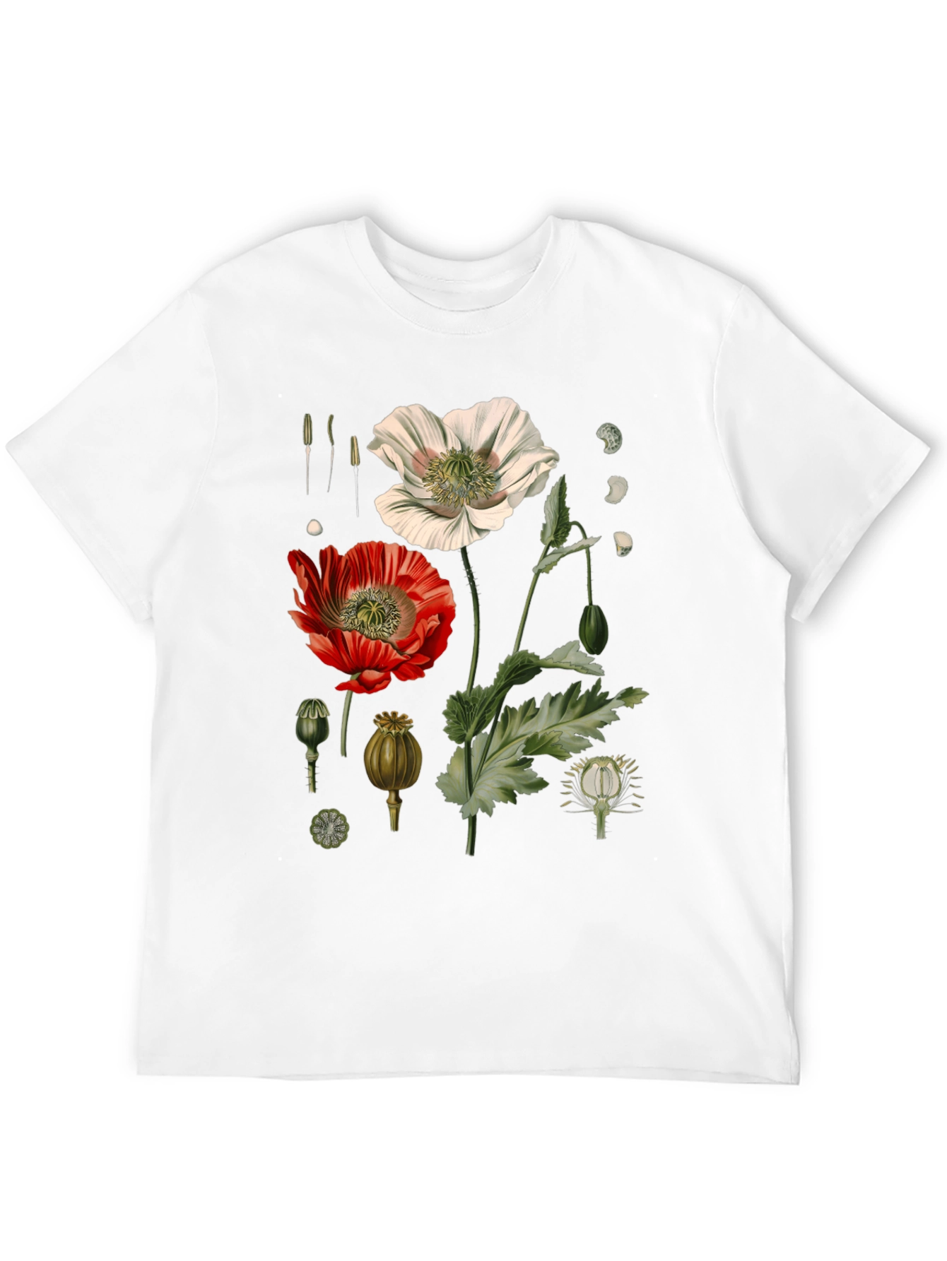 Botanical Floral Print Black T-Shirt