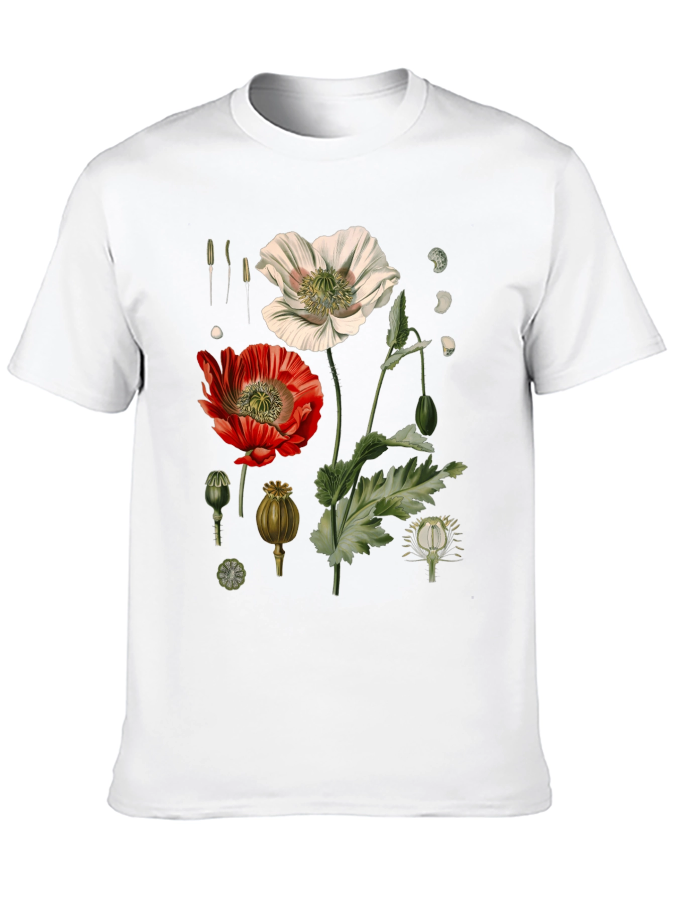 Botanical Floral Print Black T-Shirt
