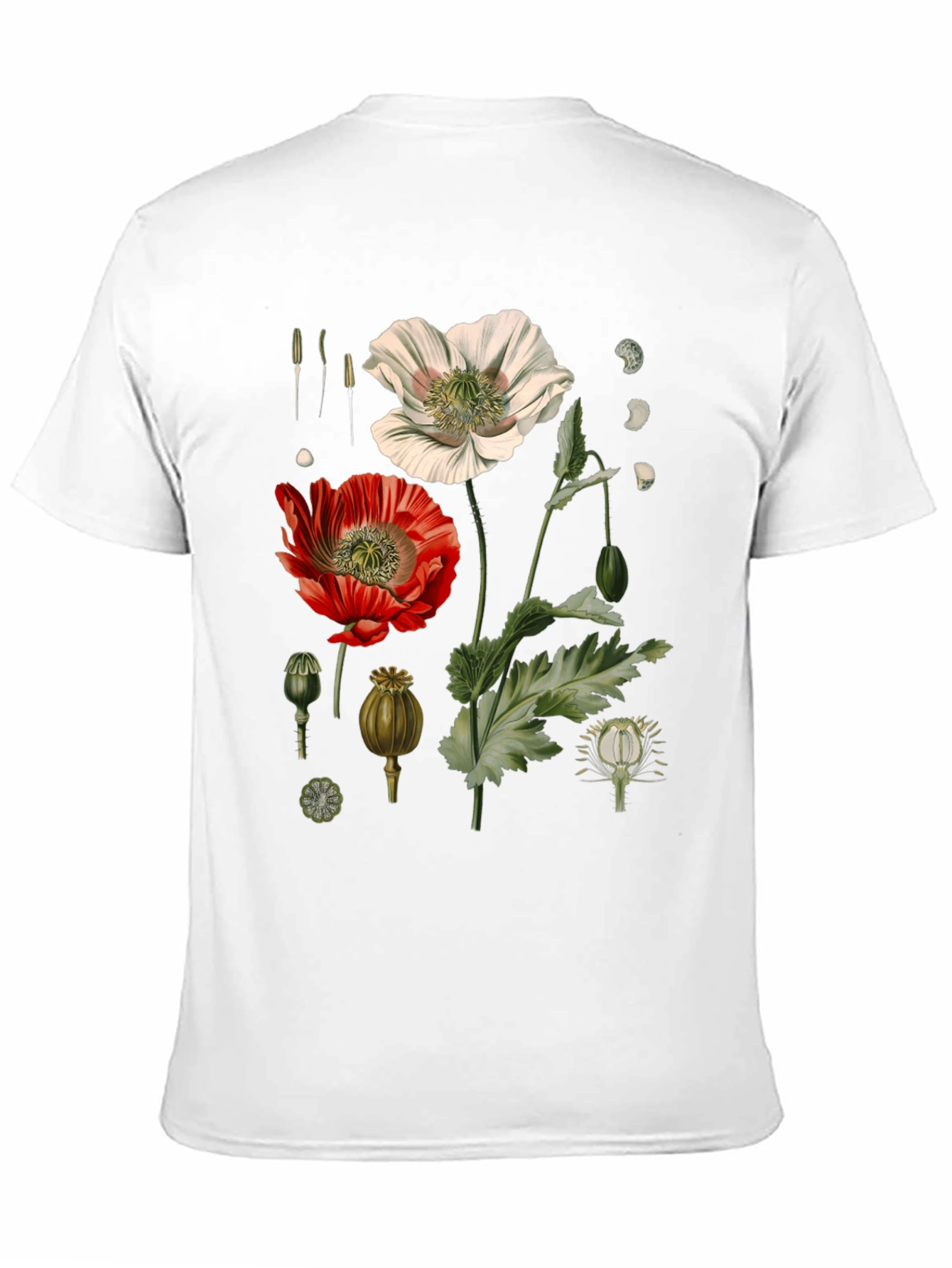 Botanical Floral Print Black T-Shirt