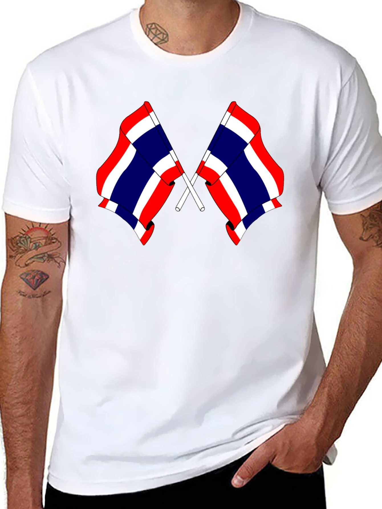 Thailand Flag Crossed Black T-Shirt