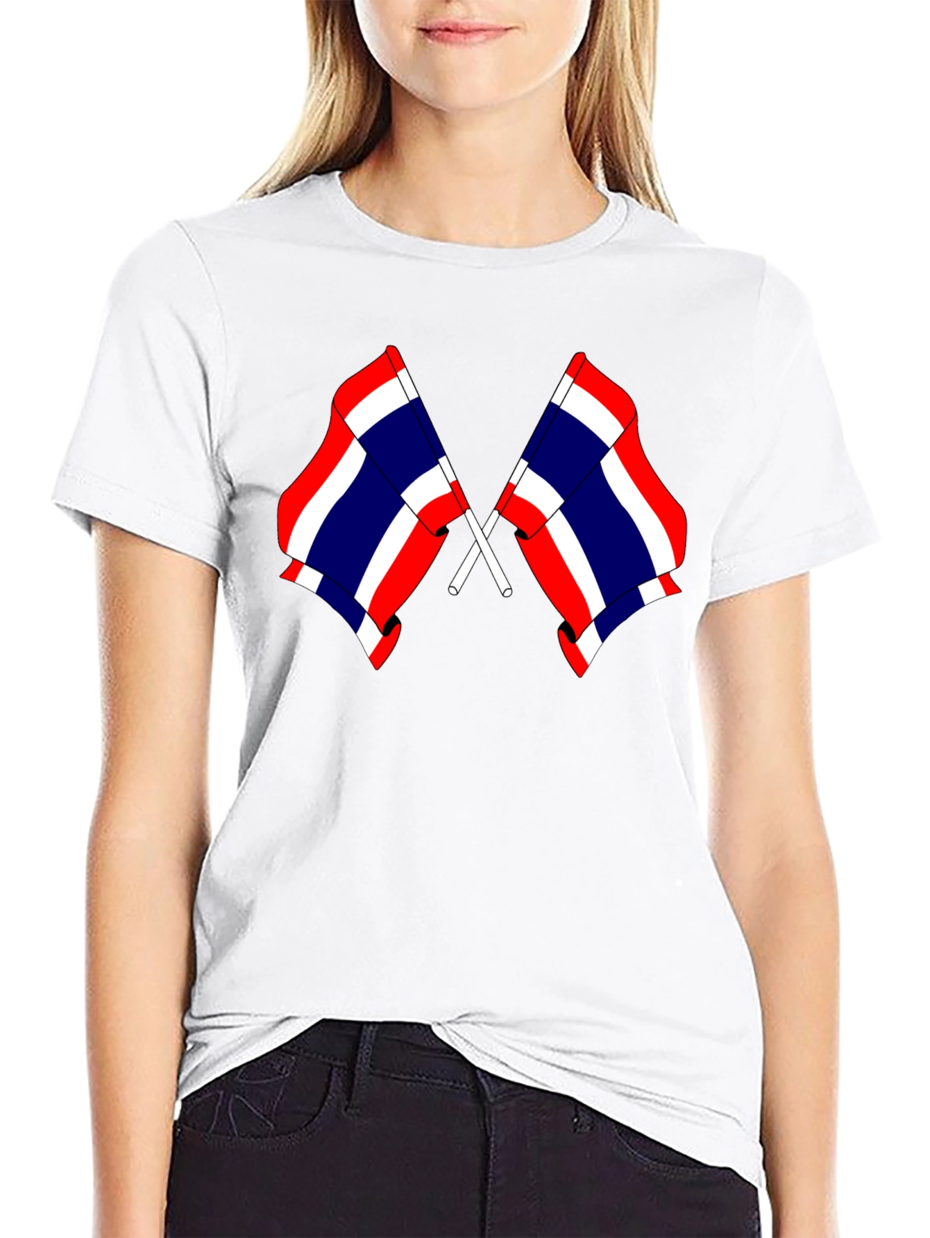 Thailand Flag Crossed Black T-Shirt