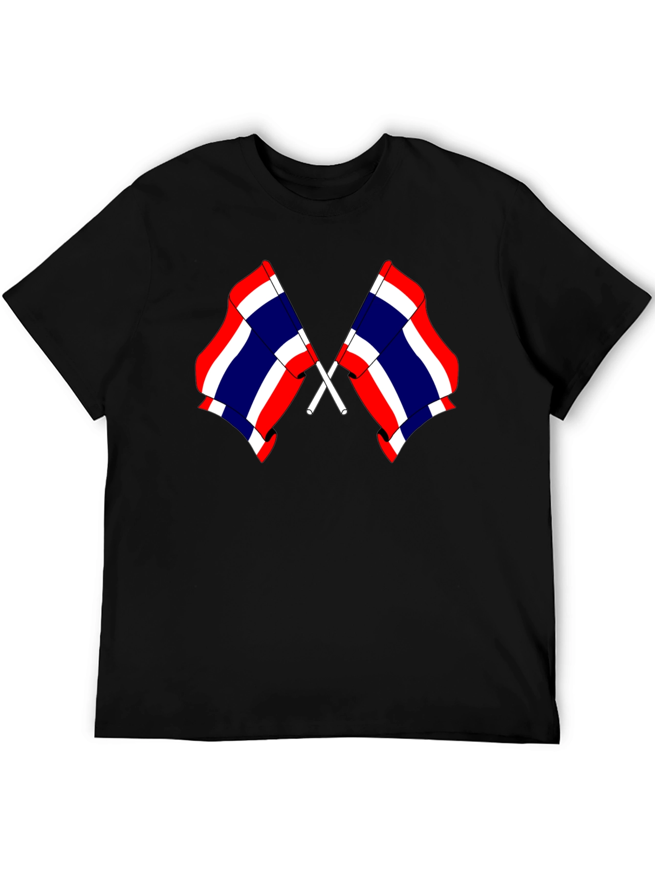 Thailand Flag Crossed Black T-Shirt
