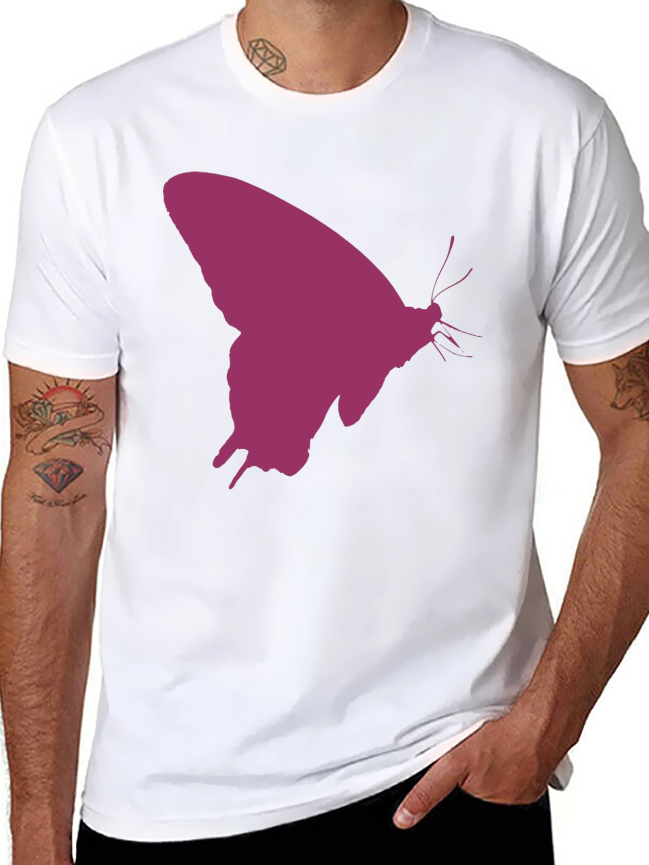 Butterfly Silhouette Graphic Tee - Black