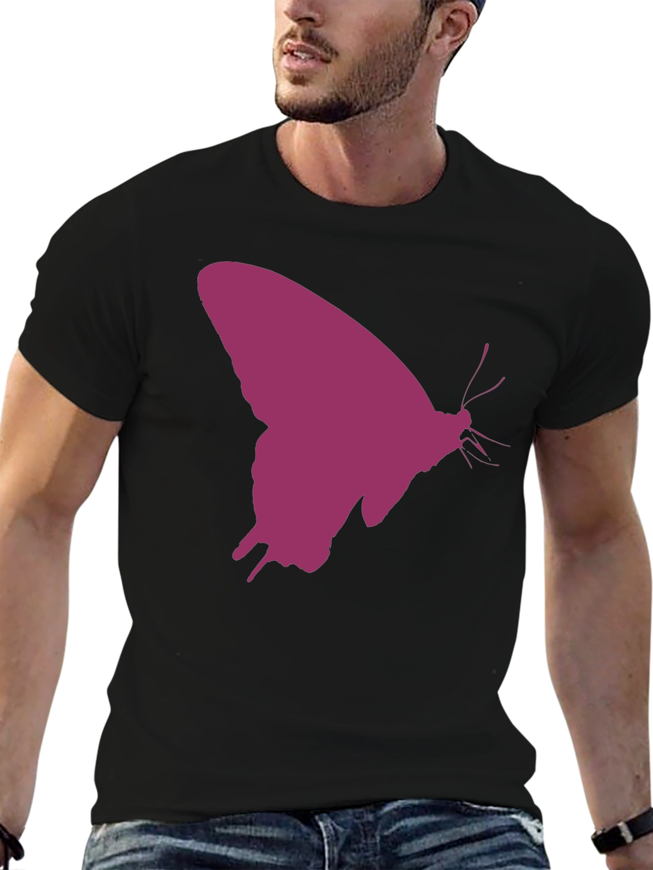 Butterfly Silhouette Graphic Tee - Black