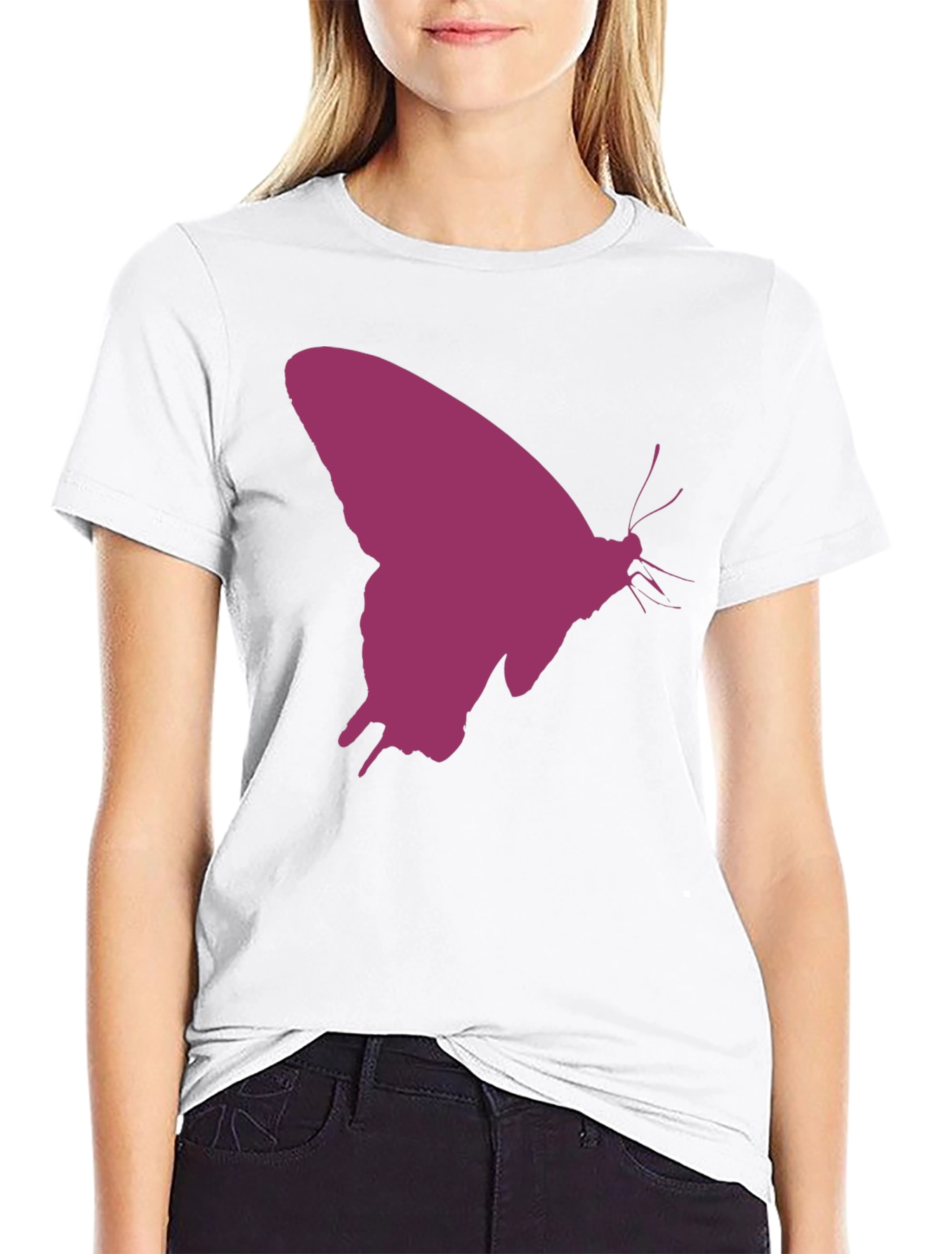 Butterfly Silhouette Graphic Tee - Black