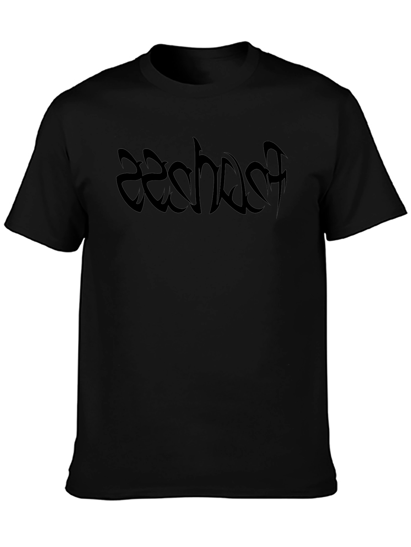 Black Tee Shirt with Abstract Graphic Design