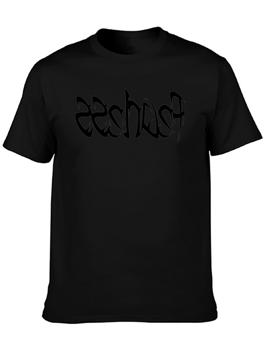 Black Tee Shirt with Abstract Graphic Design