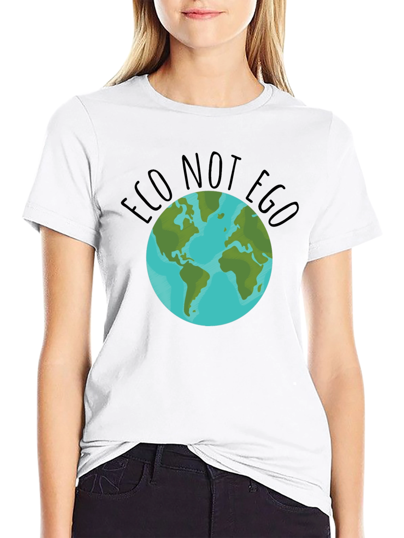 Eco Not Ego Earth Graphic Tee - Black