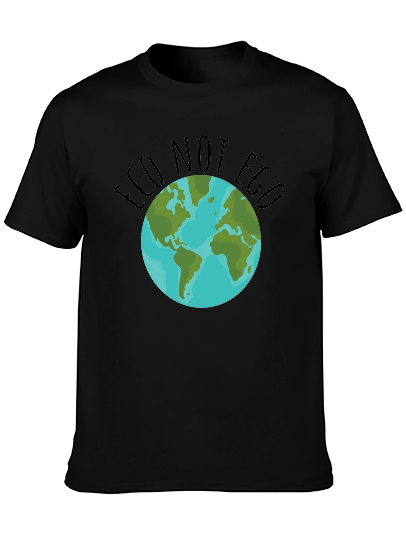 Eco Not Ego Earth Graphic Tee - Black