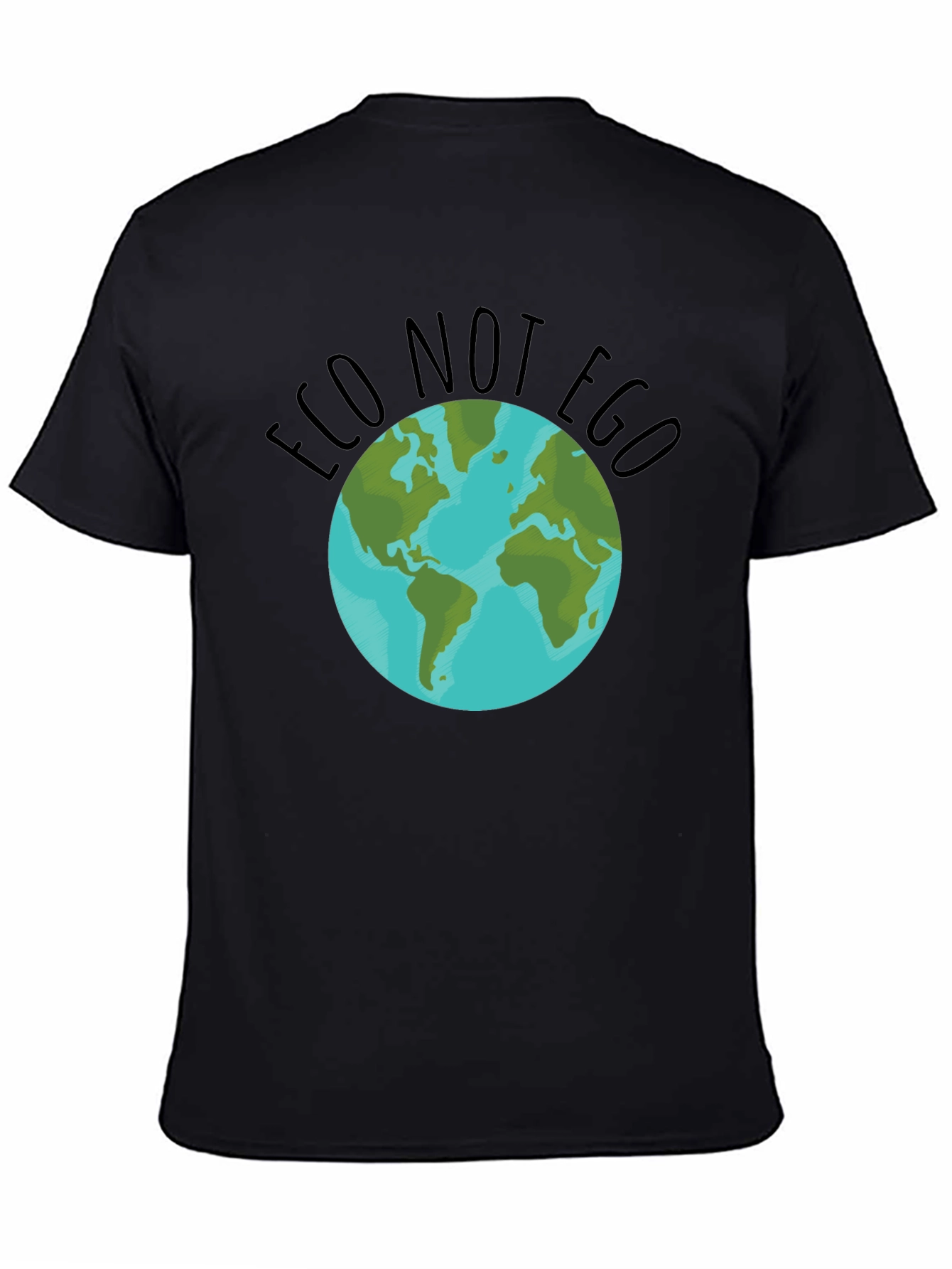 Eco Not Ego Earth Graphic Tee - Black