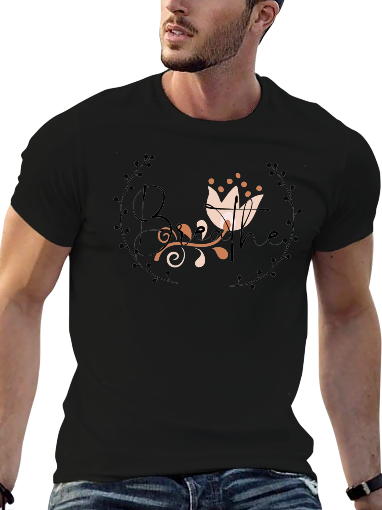 Breathe Floral Graphic Black T-Shirt