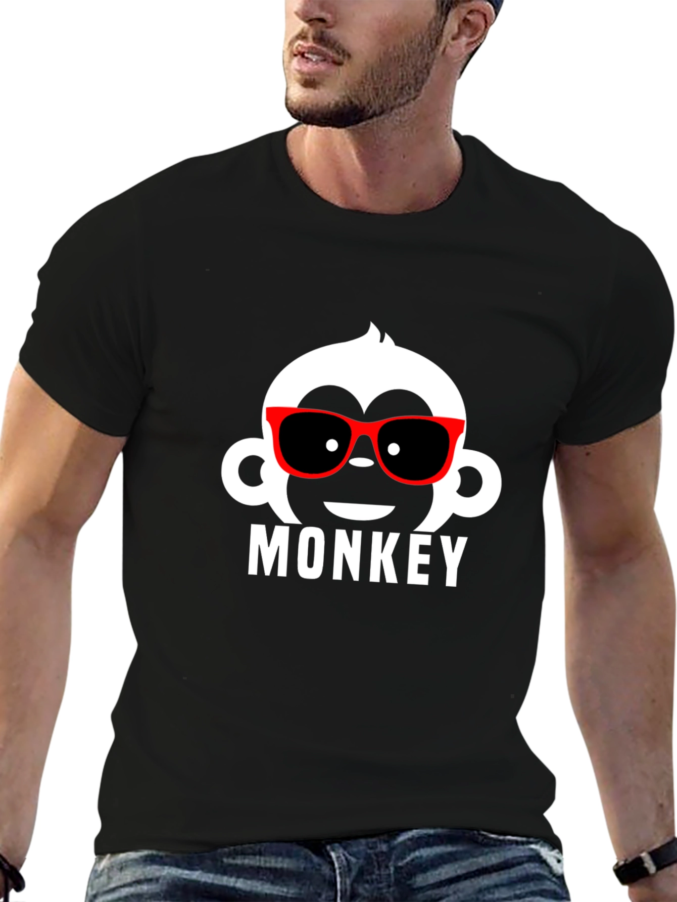 Cool Monkey Graphic Tee - Trendy Black T-Shirt