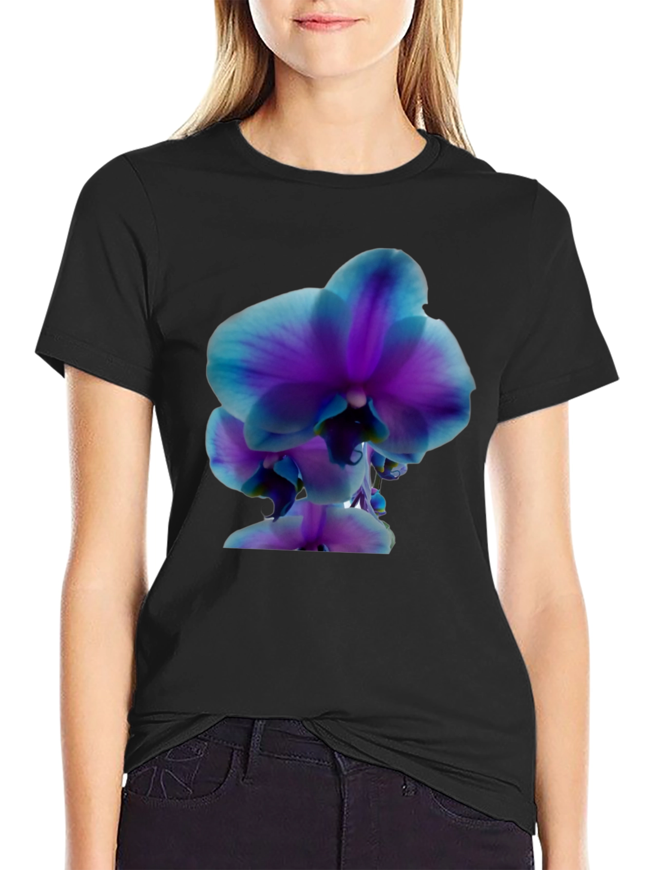 Orchid Graphic Tee - Stylish Black T-Shirt