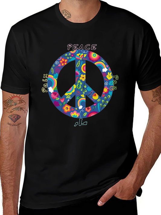 Peace Sign Graphic T-Shirt - Black Unisex Tee