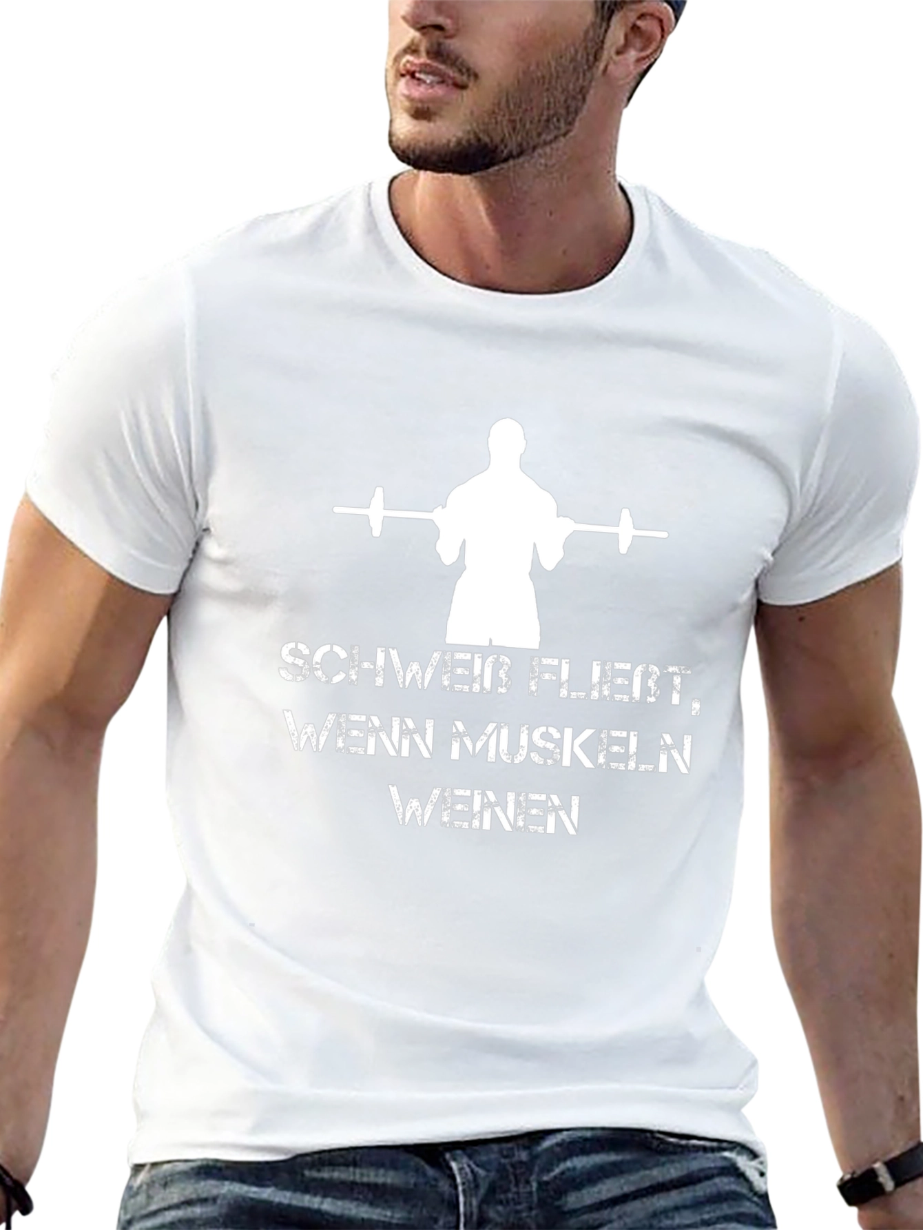 Workout Motivation T-Shirt: Schweib Fließt Wenn Muskeln Weinen
