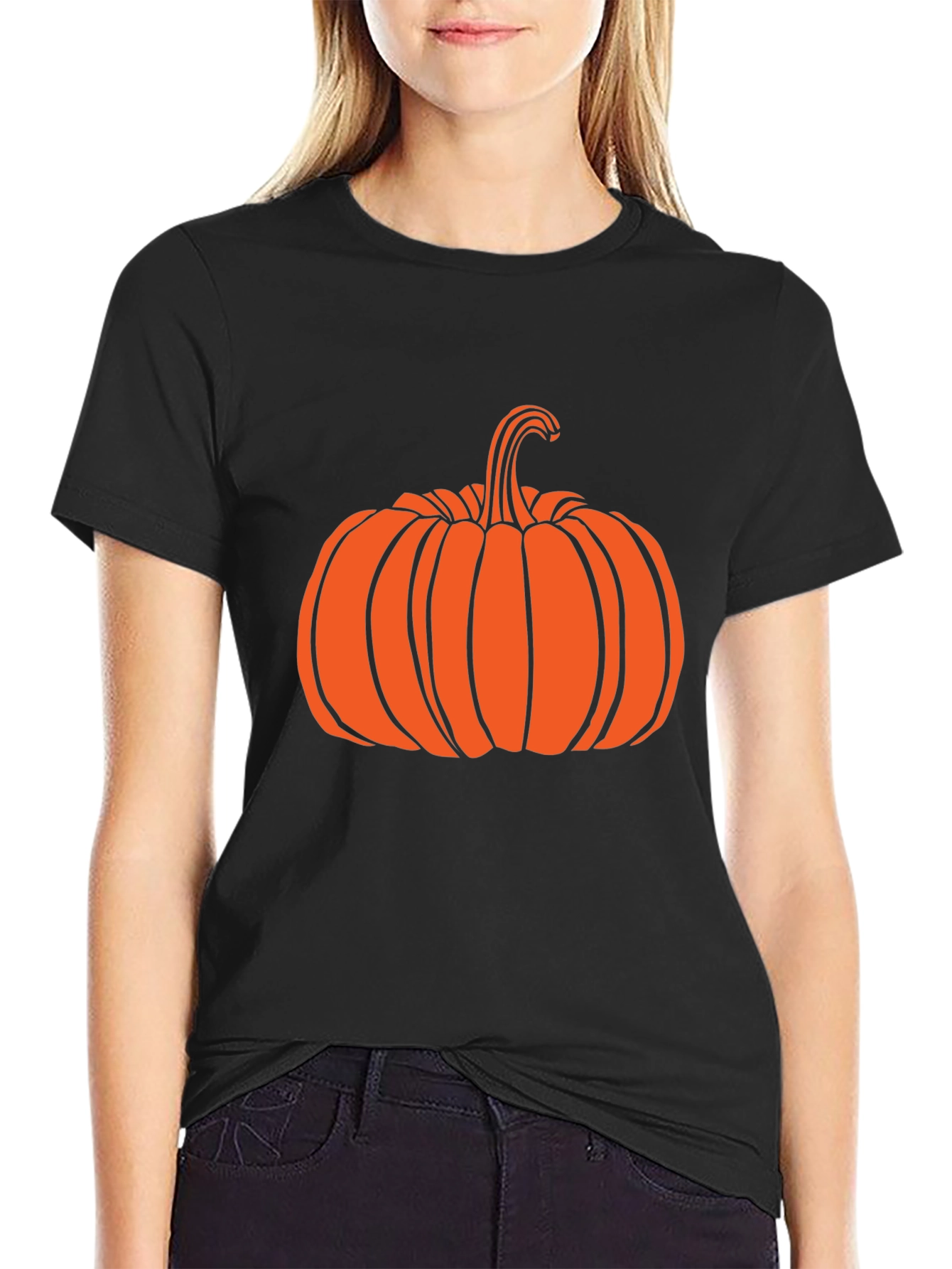 Halloween Pumpkin Graphic Tee - Black