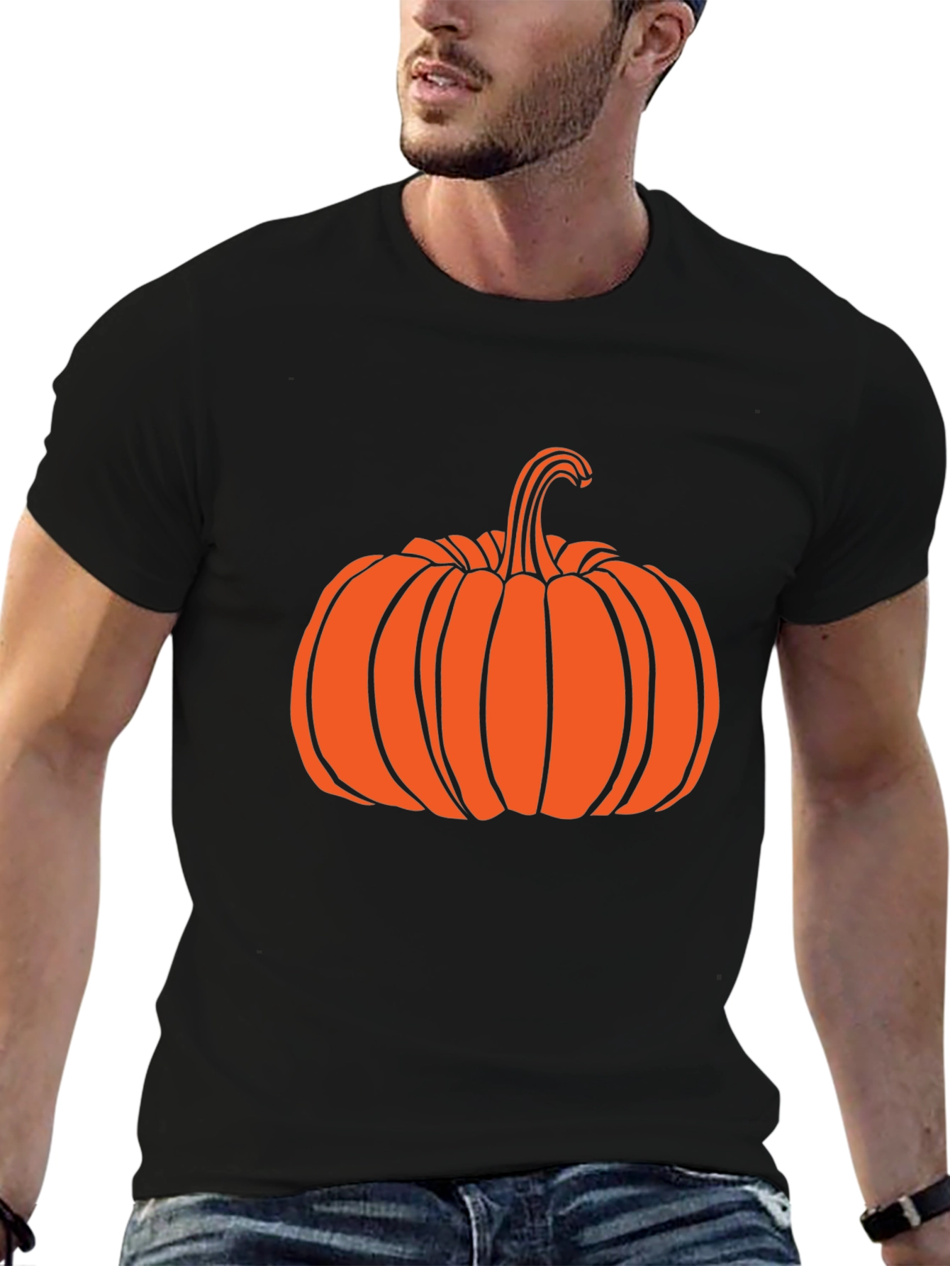 Halloween Pumpkin Graphic Tee - Black